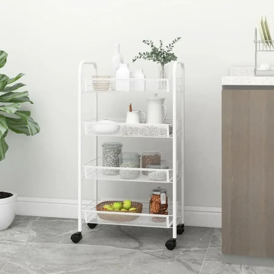 vidaXL - Keukentrolley - Wit - IJzer - 46 x 26 x 85 cm