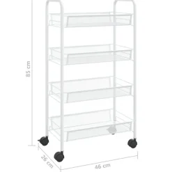 vidaXL - Keukentrolley - Wit - IJzer - 46 x 26 x 85 cm