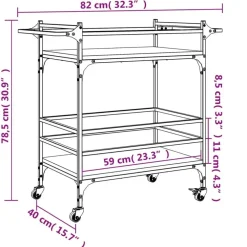 Trolleys-vidaXL - Keukentrolley - Zwart - Bewerkt hout