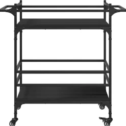 Trolleys-vidaXL - Keukentrolley - Zwart - Bewerkt hout