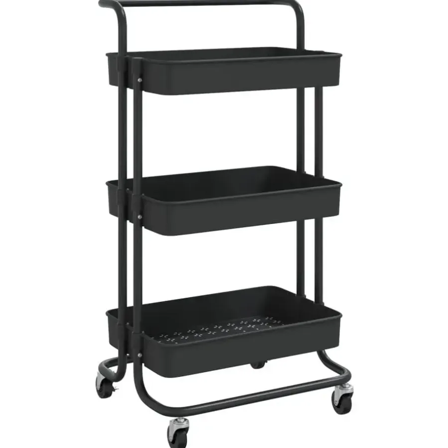 Trolleys-vidaXL - Keukentrolley - Zwart - IJzer