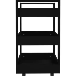 Trolleys-vidaXL - Keukentrolley - Zwart - Bewerkt hout
