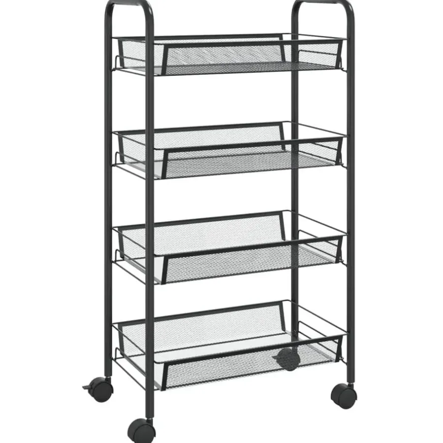 Trolleys-vidaXL - Keukentrolley - Zwart - IJzer - 46 x 26 x 85 cm