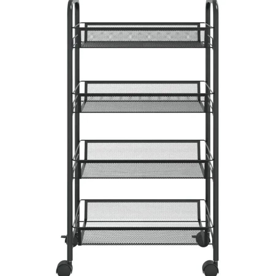 Trolleys-vidaXL - Keukentrolley - Zwart - IJzer - 46 x 26 x 85 cm