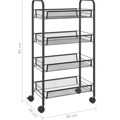 Trolleys-vidaXL - Keukentrolley - Zwart - IJzer - 46 x 26 x 85 cm