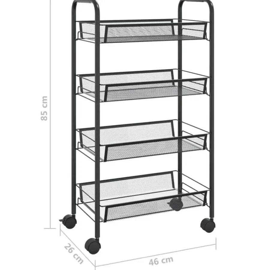 Trolleys-vidaXL - Keukentrolley - Zwart - IJzer - 46 x 26 x 85 cm