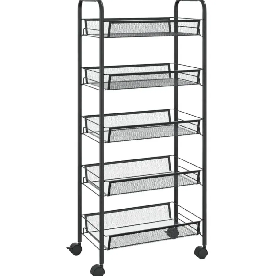 vidaXL - Keukentrolley - Zwart - IJzer - 46 x 26 x 105 cm