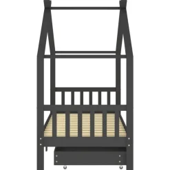 vidaXL - Kinderbed met lades - Donkergrijs - Grenenhout - 90x200 cm