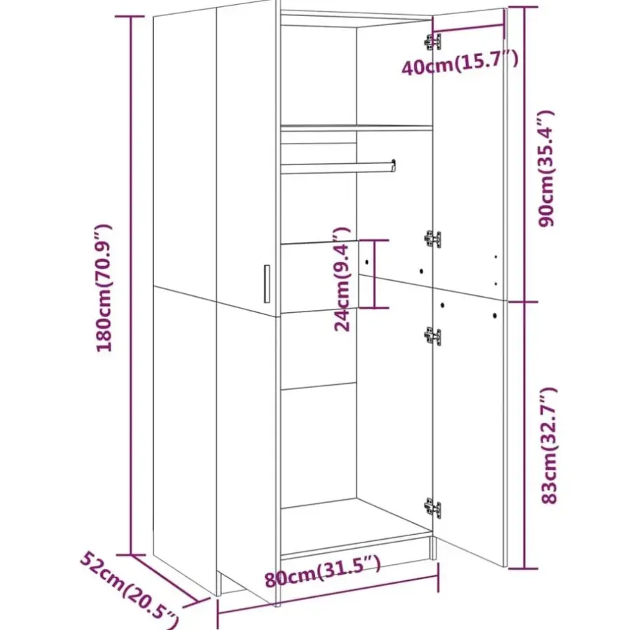 vidaXL - Kledingkast - Grijs - Bewerkt hout