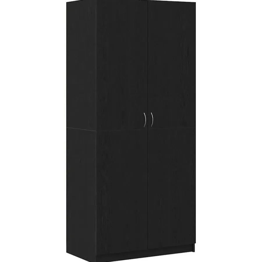 vidaXL - Kledingkast - Zwart - Bewerkt hout
