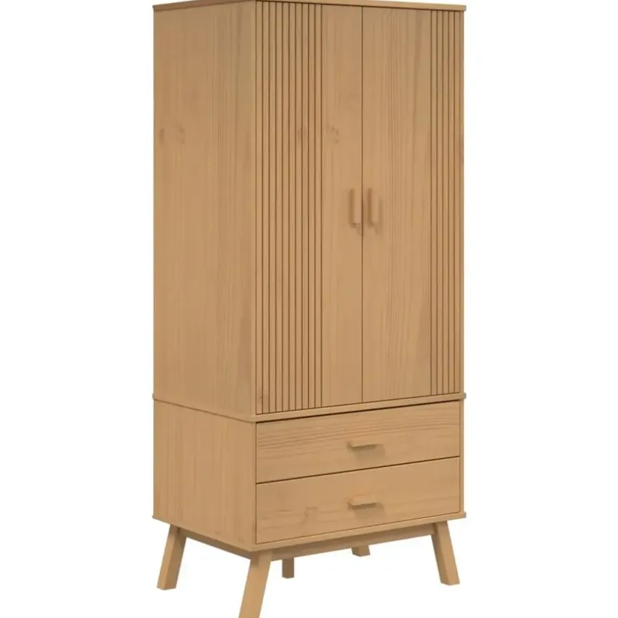 Kledingkasten|Kledingkasten-vidaXL - Kledingkast OLDEN met 2 lades - Grenenhout - Bruin - 76.5x53x172 cm