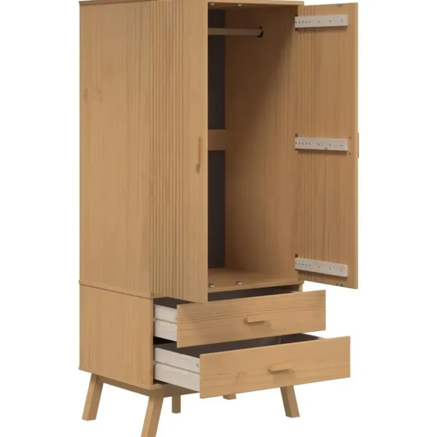 Kledingkasten|Kledingkasten-vidaXL - Kledingkast OLDEN met 2 lades - Grenenhout - Bruin - 76.5x53x172 cm
