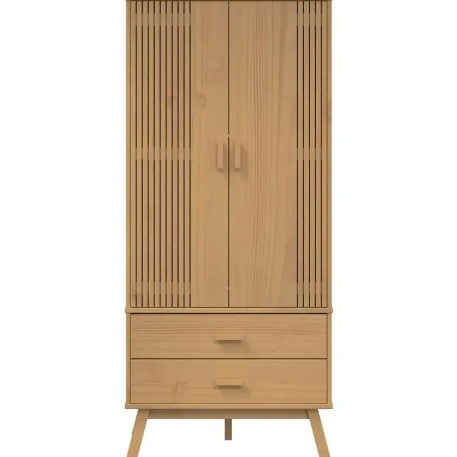 Kledingkasten|Kledingkasten-vidaXL - Kledingkast OLDEN met 2 lades - Grenenhout - Bruin - 76.5x53x172 cm