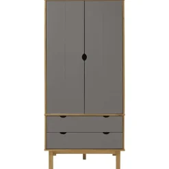 vidaXL - Kledingkast OTTA met 2 lades - Hout - Bruin en grijs - 76.5x53x172 cm