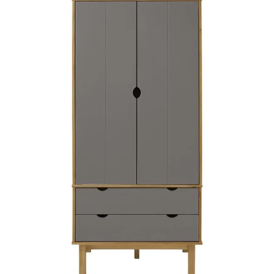 vidaXL - Kledingkast OTTA met 2 lades - Hout - Bruin en grijs - 76.5x53x172 cm