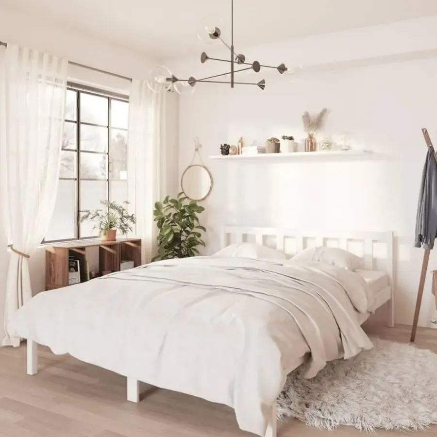 vidaXL - Klein Tweepersoonsbed frame - Wit - Massief grenenhout - 140x200 cm