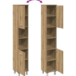 Hoge Kasten-vidaXL - Kolomkast met 2 deuren 2 vakken - Artisan eiken - Hout - 30x30x179 cm