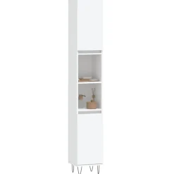 Hoge Kasten-vidaXL - Kolomkast met 2 deuren - Wit - Bewerkt hout en ijzer - 30x30x190 cm