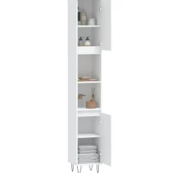 Hoge Kasten-vidaXL - Kolomkast met 2 deuren - Wit - Bewerkt hout en ijzer - 30x30x190 cm