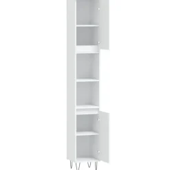 Hoge Kasten-vidaXL - Kolomkast met 2 deuren - Wit - Bewerkt hout en ijzer - 30x30x190 cm