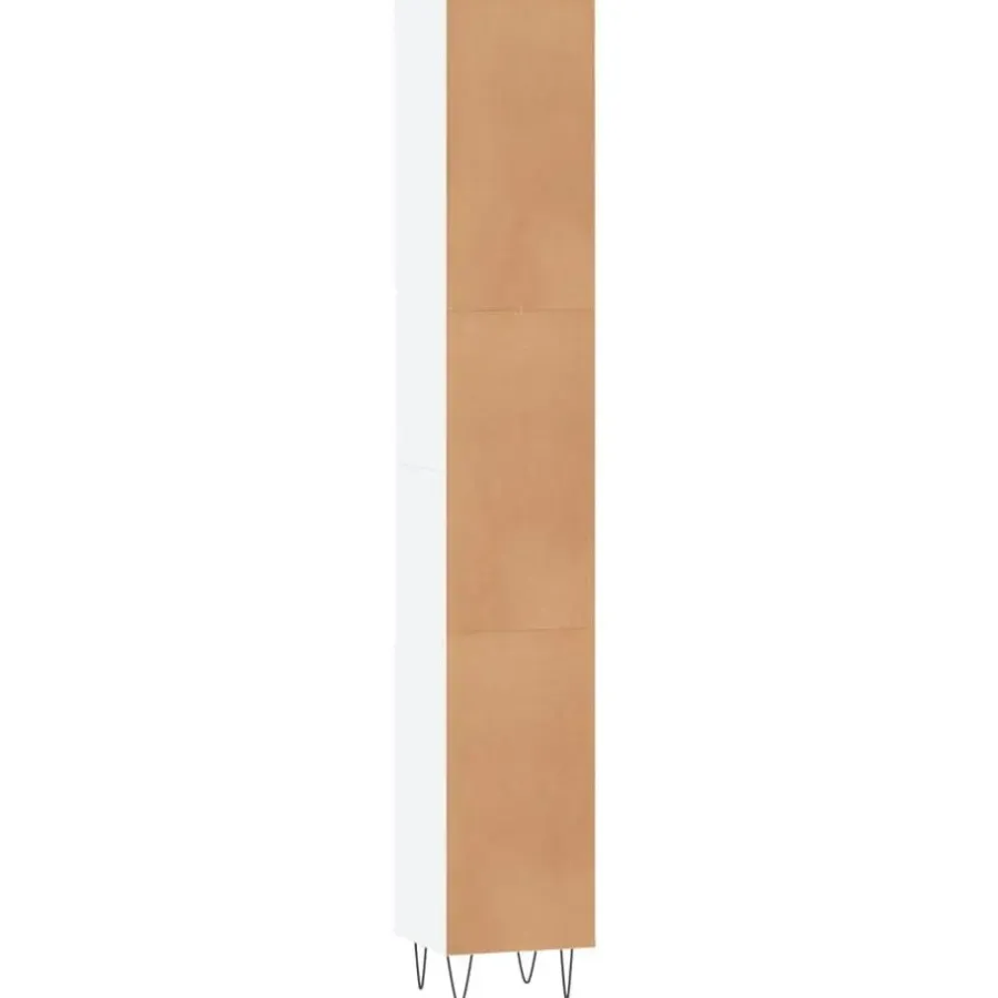 Hoge Kasten-vidaXL - Kolomkast met 2 deuren - Wit - Bewerkt hout en ijzer - 30x30x190 cm