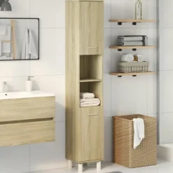 Hoge Kasten-vidaXL - Kolomkast met 2 deuren 2 vakken - Sonoma eiken - Hout - 30.5x30x179 cm