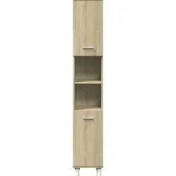 Hoge Kasten-vidaXL - Kolomkast met 2 deuren 2 vakken - Sonoma eiken - Hout - 30.5x30x179 cm