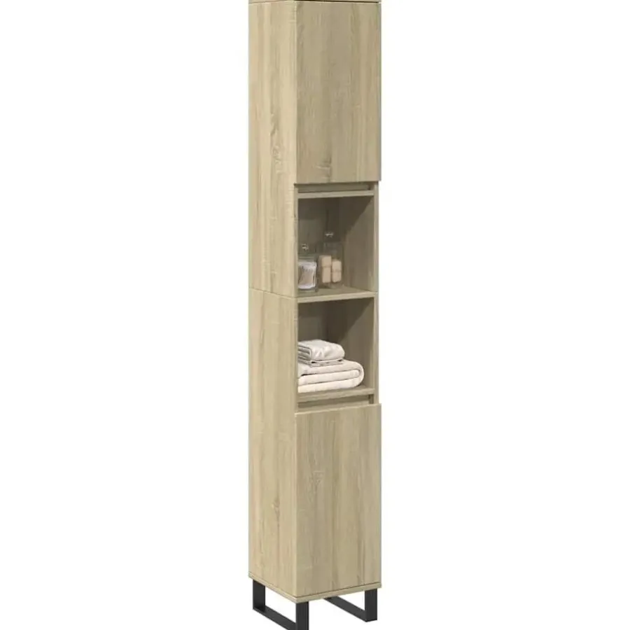 vidaXL - Kolomkast met 2 deuren 2 vakken - Sonoma eiken - Hout - 30x30x190 cm