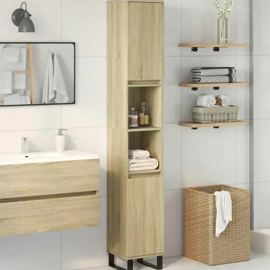 vidaXL - Kolomkast met 2 deuren 2 vakken - Sonoma eiken - Hout - 30x30x190 cm