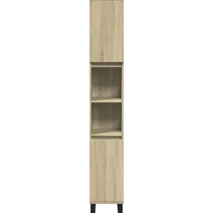 vidaXL - Kolomkast met 2 deuren 2 vakken - Sonoma eiken - Hout - 30x30x190 cm