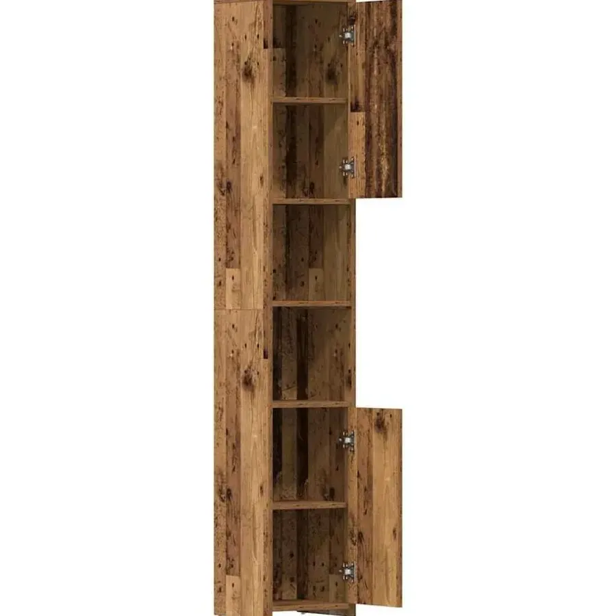 Hoge Kasten-vidaXL - Kolomkast met 2 deuren 2 vakken - Zwart eiken - Hout - 30x30x183.5 cm