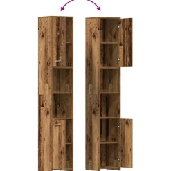 Hoge Kasten-vidaXL - Kolomkast met 2 deuren 2 vakken - Zwart eiken - Hout - 30x30x183.5 cm