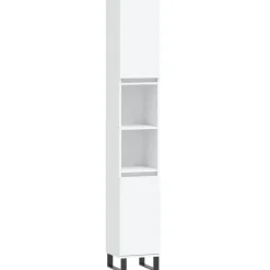 vidaXL - Kolomkast met 2 deuren 2 vakken - Wit - Hout en ijzer - 30x30x190 cm