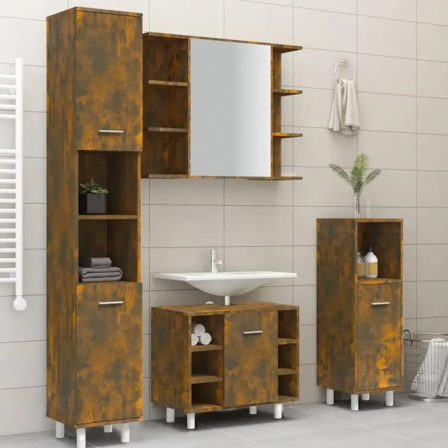Hoge Kasten-vidaXL - Kolomkast met 2 deuren - Gerookt eiken - Bewerkt hout - 30x30x179 cm