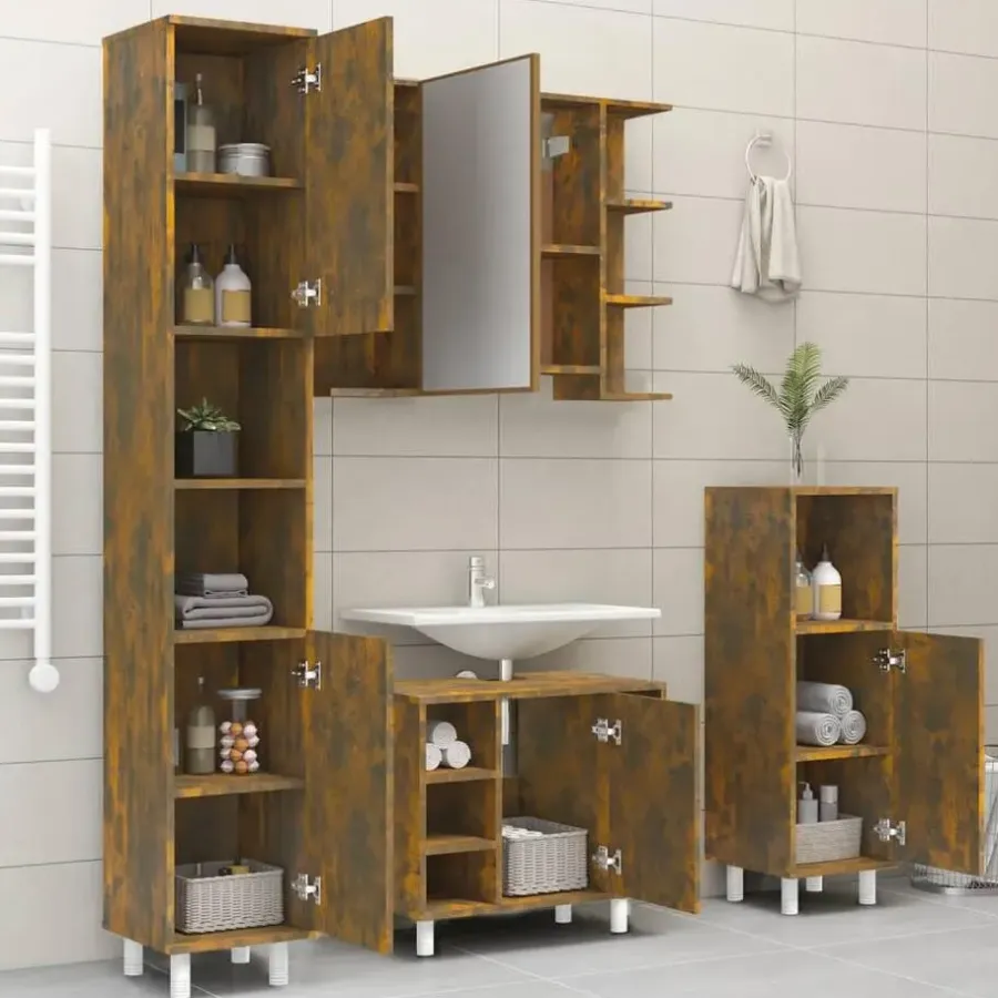 Hoge Kasten-vidaXL - Kolomkast met 2 deuren - Gerookt eiken - Bewerkt hout - 30x30x179 cm