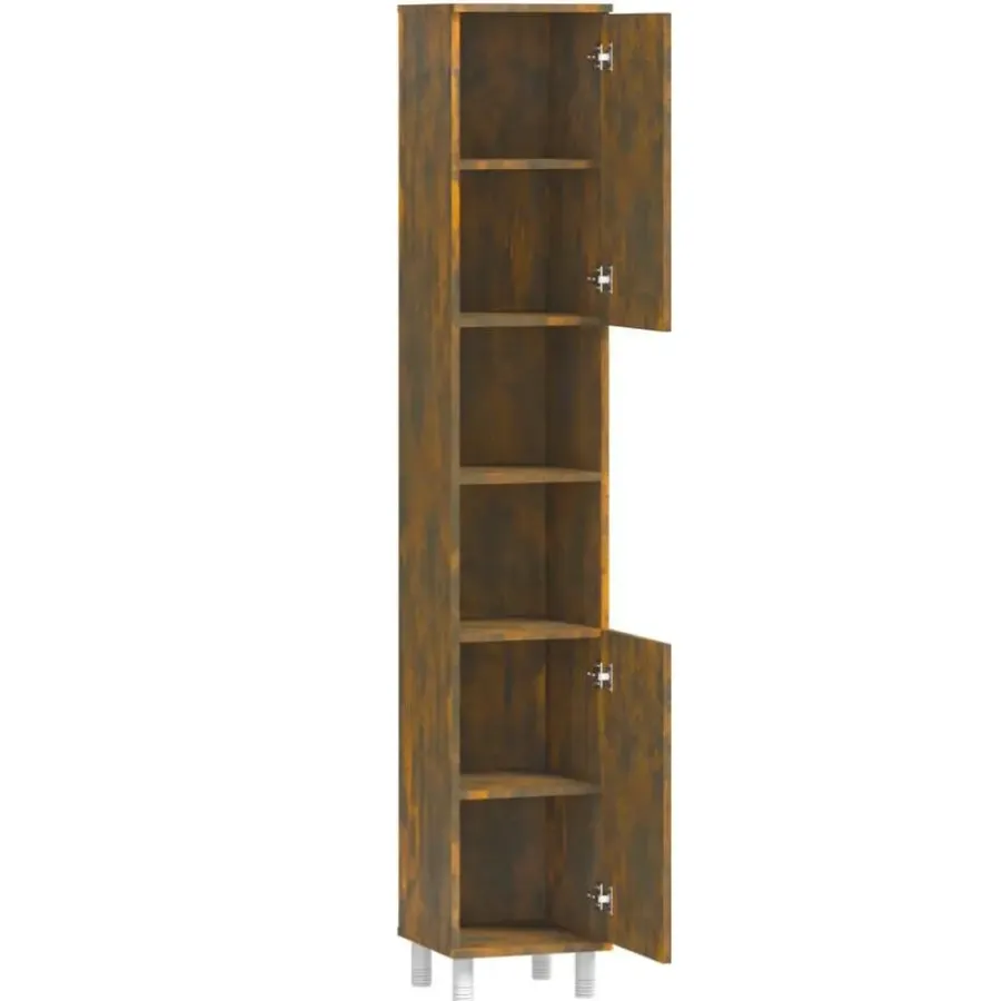 Hoge Kasten-vidaXL - Kolomkast met 2 deuren - Gerookt eiken - Bewerkt hout - 30x30x179 cm