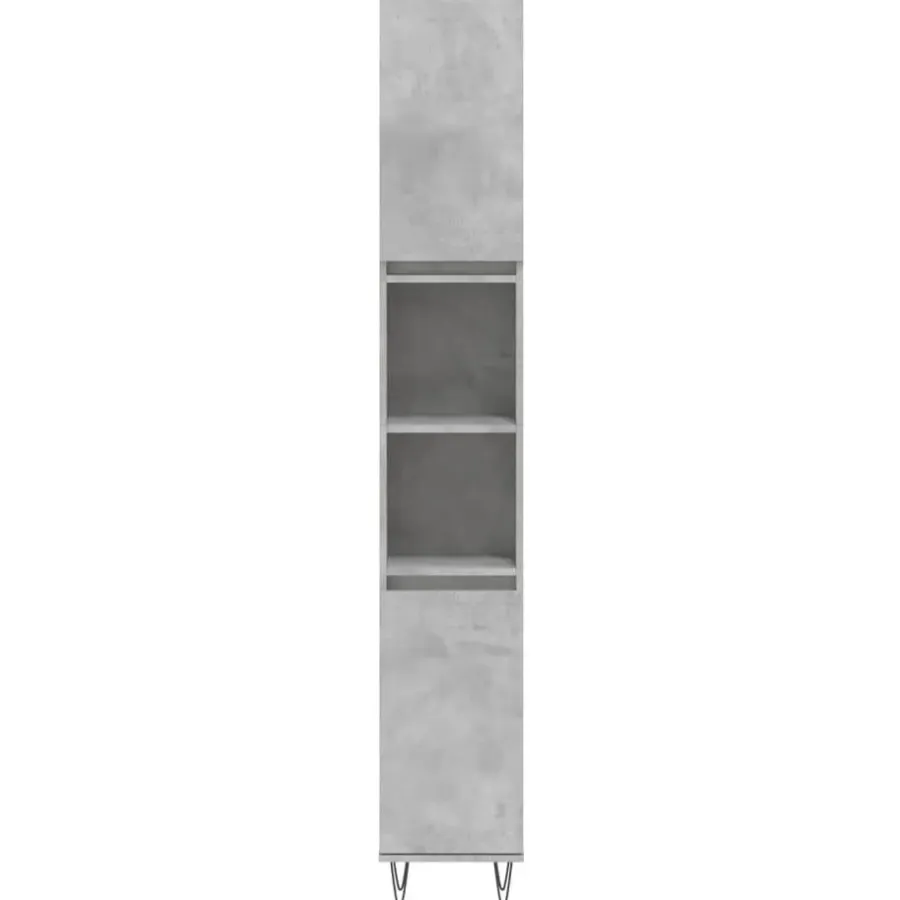 Hoge Kasten-vidaXL - Kolomkast met 2 deuren - Betongrijs - Hout en ijzer - 30x30x190 cm