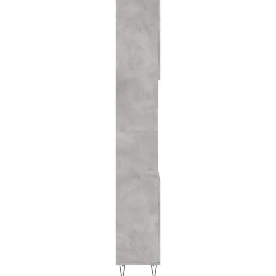 Hoge Kasten-vidaXL - Kolomkast met 2 deuren - Betongrijs - Hout en ijzer - 30x30x190 cm