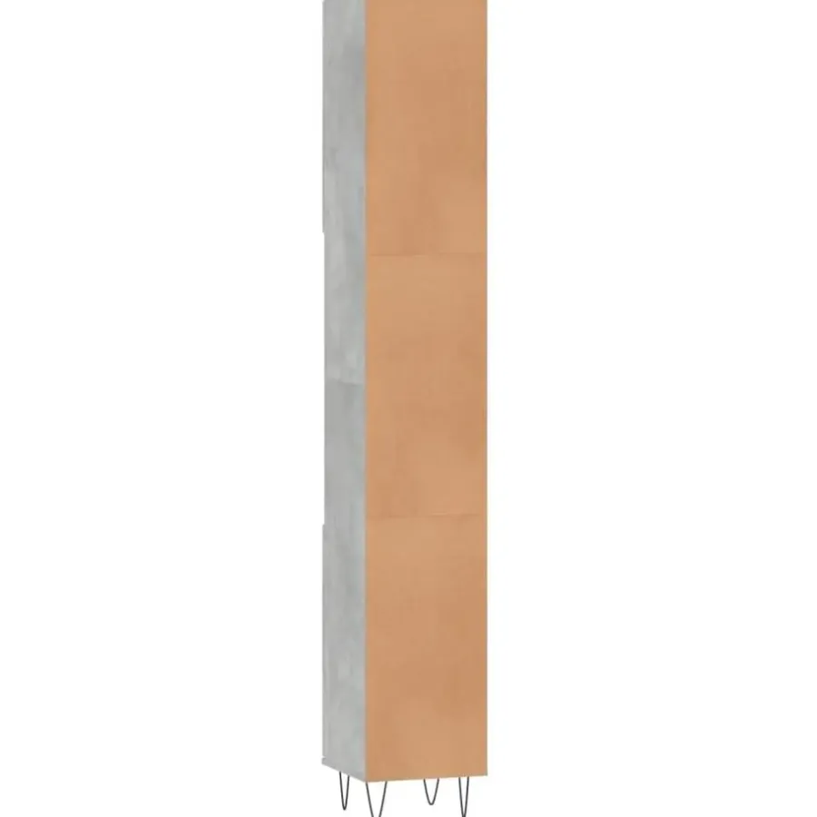 Hoge Kasten-vidaXL - Kolomkast met 2 deuren - Betongrijs - Hout en ijzer - 30x30x190 cm