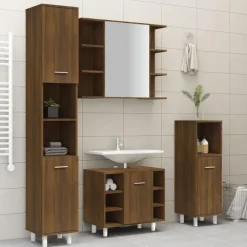Hoge Kasten-vidaXL - Kolomkast met 2 deuren - Bruin eiken - Bewerkt hout - 30x30x179 cm