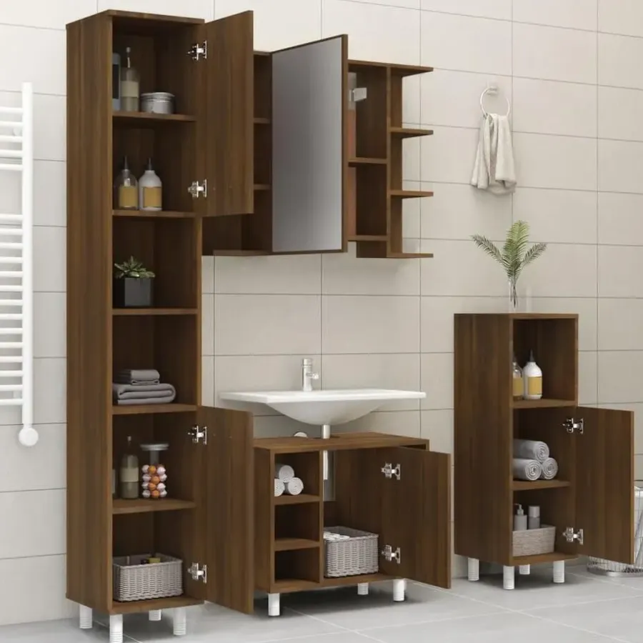 Hoge Kasten-vidaXL - Kolomkast met 2 deuren - Bruin eiken - Bewerkt hout - 30x30x179 cm