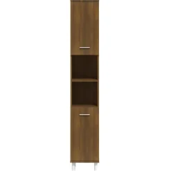 Hoge Kasten-vidaXL - Kolomkast met 2 deuren - Bruin eiken - Bewerkt hout - 30x30x179 cm