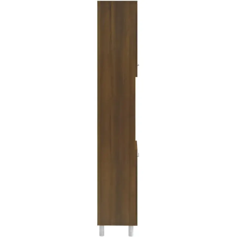 Hoge Kasten-vidaXL - Kolomkast met 2 deuren - Bruin eiken - Bewerkt hout - 30x30x179 cm