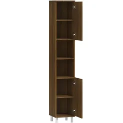 Hoge Kasten-vidaXL - Kolomkast met 2 deuren - Bruin eiken - Bewerkt hout - 30x30x179 cm