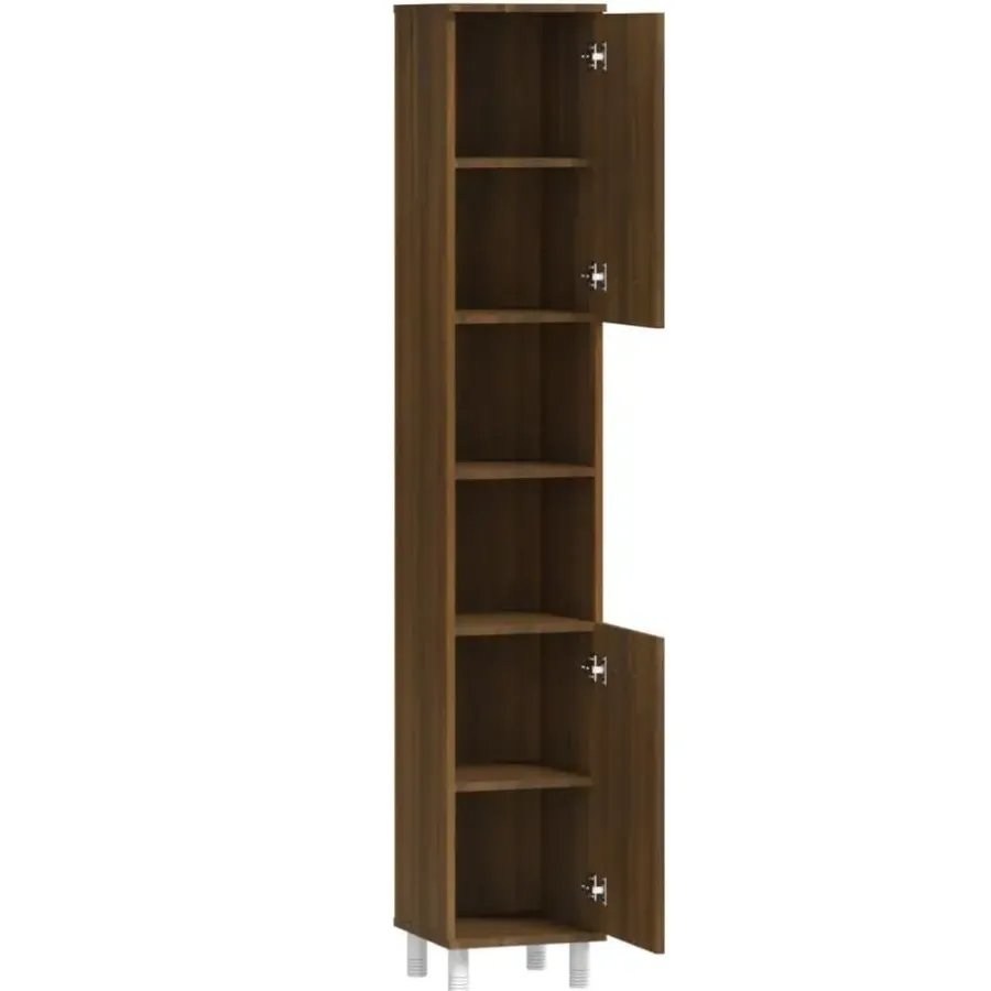 Hoge Kasten-vidaXL - Kolomkast met 2 deuren - Bruin eiken - Bewerkt hout - 30x30x179 cm