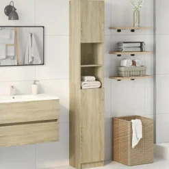 vidaXL - Kolomkast met 2 deuren 2 vakken - Sonoma eiken - Hout - 32x25.5x190 cm