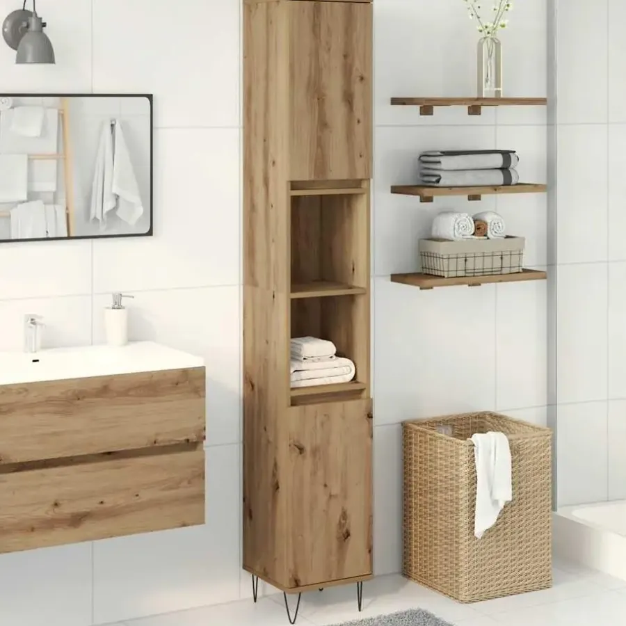 vidaXL - Kolomkast met 2 deuren 2 vakken - Artisan eiken - Hout - 30x30x190 cm