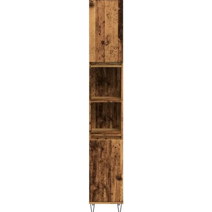 vidaXL - Kolomkast met 2 deuren 2 vakken oud hout - Ijzer en hout - 30x30x190 cm