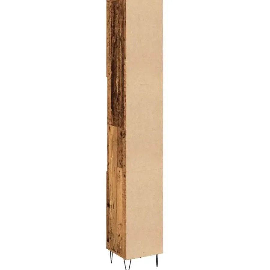 vidaXL - Kolomkast met 2 deuren 2 vakken oud hout - Ijzer en hout - 30x30x190 cm