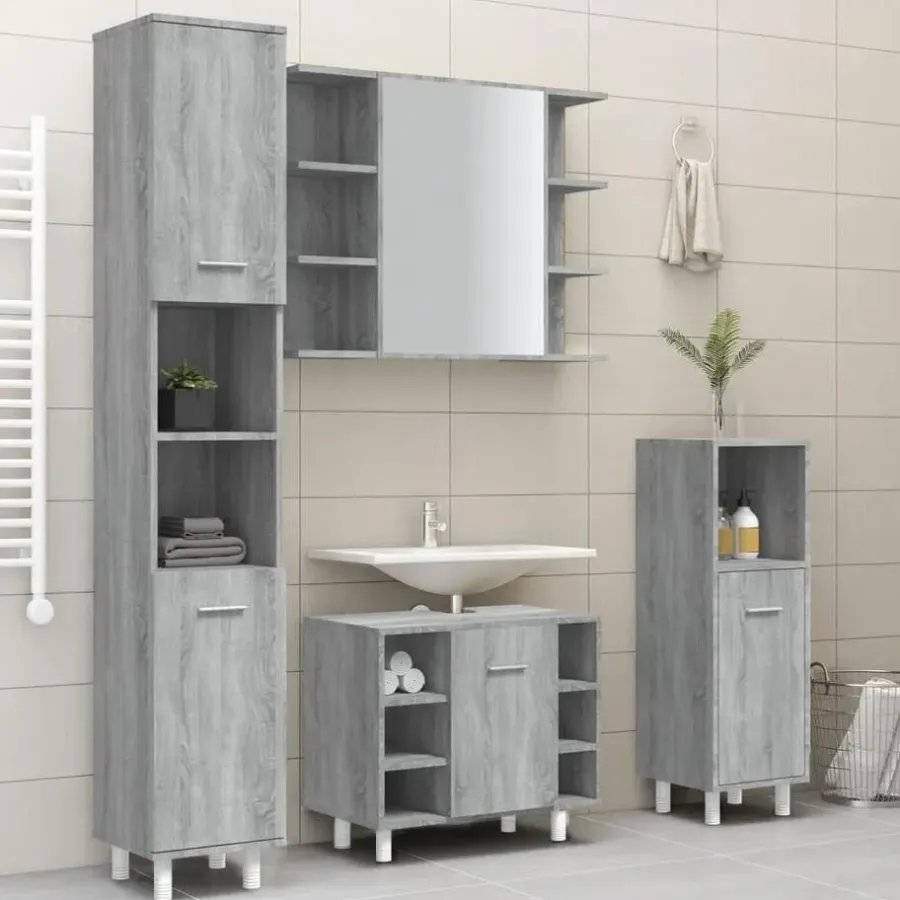 Hoge Kasten-vidaXL - Kolomkast met 2 deuren - Grijs sonoma eiken - Hout - 30x30x179 cm